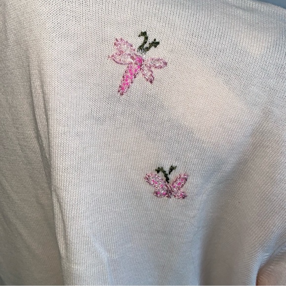 Storybook Knits “Pretty In Pink” Embroidered Floral Cardigan Sweater Sz 3XL - Picture 4 of 12